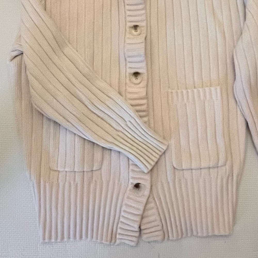 Varley Pensdale Relaxed Knit Jacket Egret Blush Ivory Ribbed Cardigan L - Picture 5 of 15
